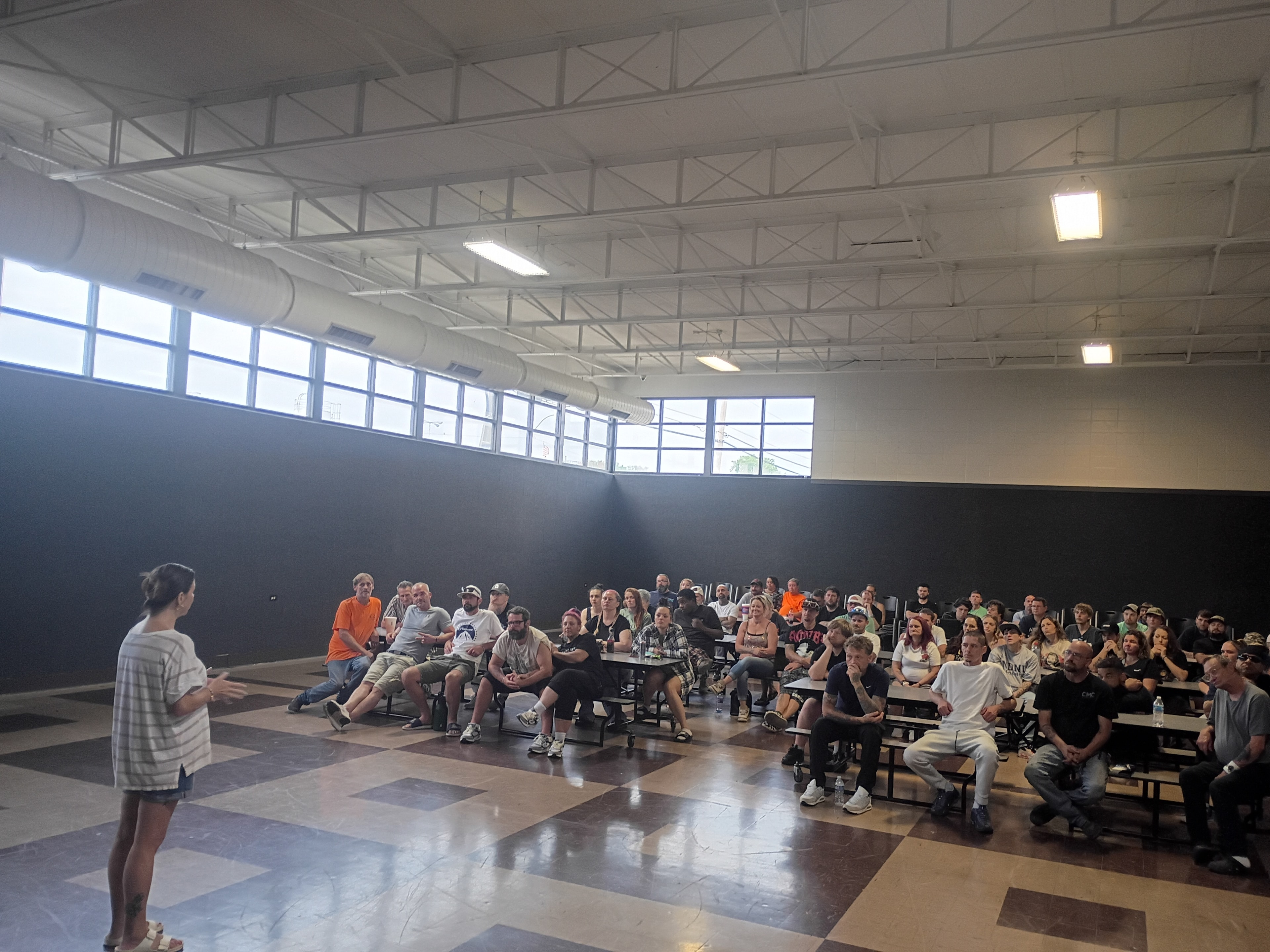 Men dining together in community